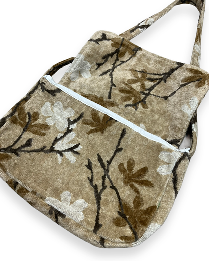 Brown Floral Crossover Flap Bag