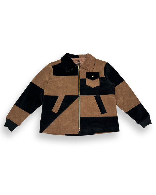 Corduroy Patchwork Zipper Jacket