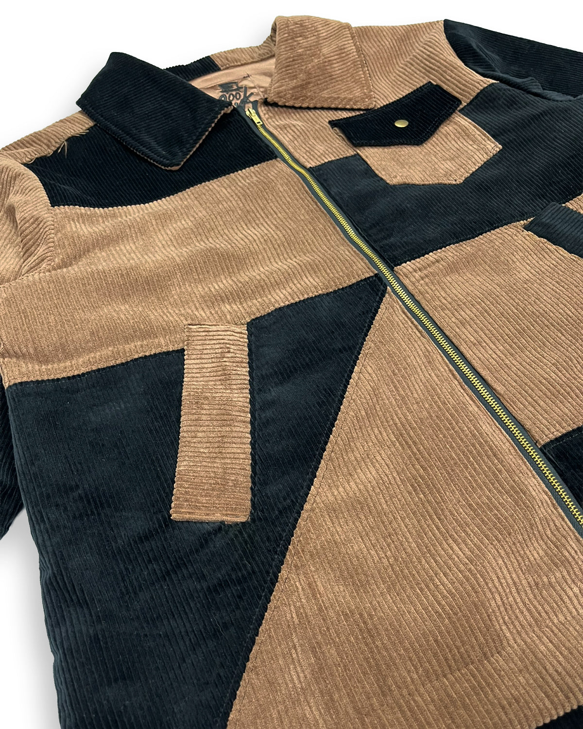 Corduroy Patchwork Zipper Jacket