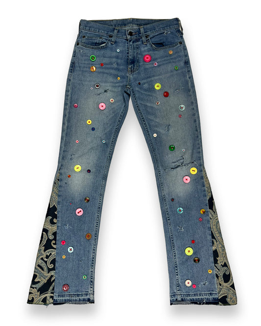 Flared Denim Button Pants