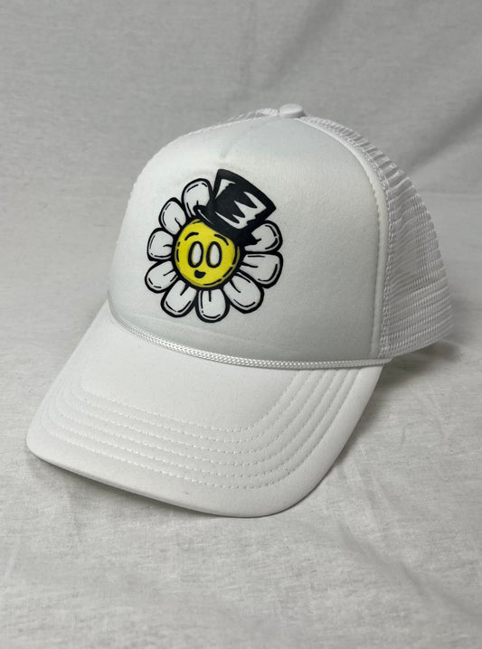 Flower Bop Trucker Hat - White