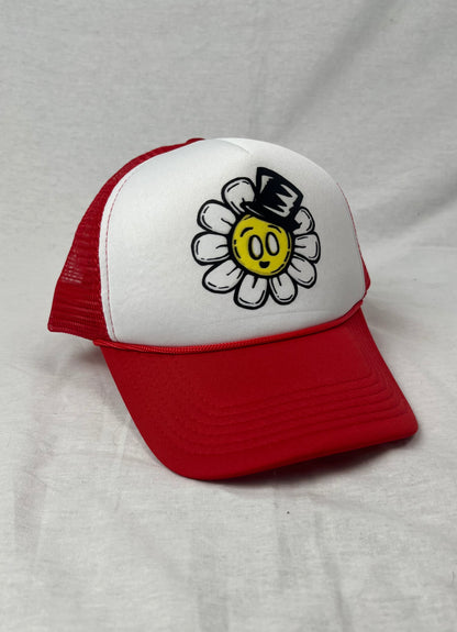 Flower Bop Trucker Hat - Red