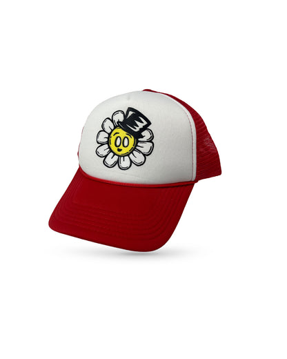 Flower Bop Trucker Hat - Red