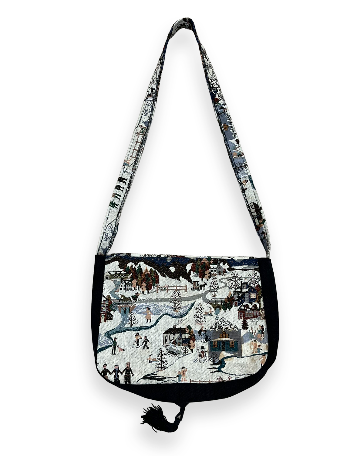 Winter Scene Tassel Flap Bag