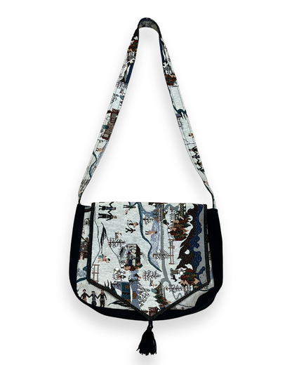 Winter Scene Tassel Flap Bag