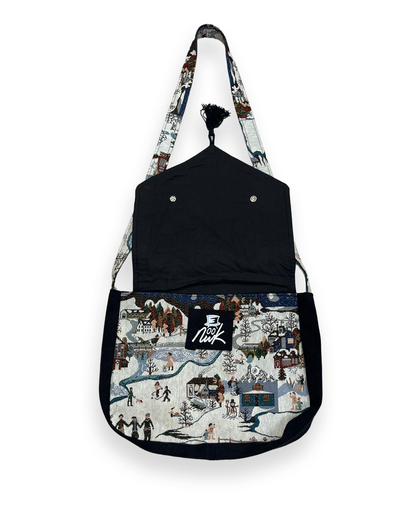 Winter Scene Tassel Flap Bag