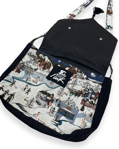 Winter Scene Tassel Flap Bag