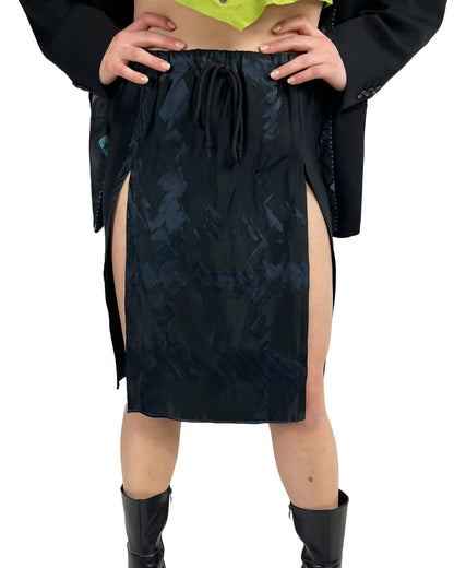 Midnight Brushstroke Slit Skirt