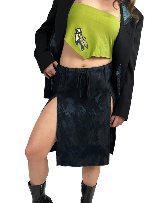 Midnight Brushstroke Slit Skirt