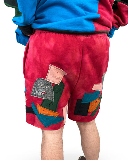 Bleached Red Champion Patchwork Shorts