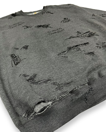 Distressed Too Much To Think About NWK Crewneck