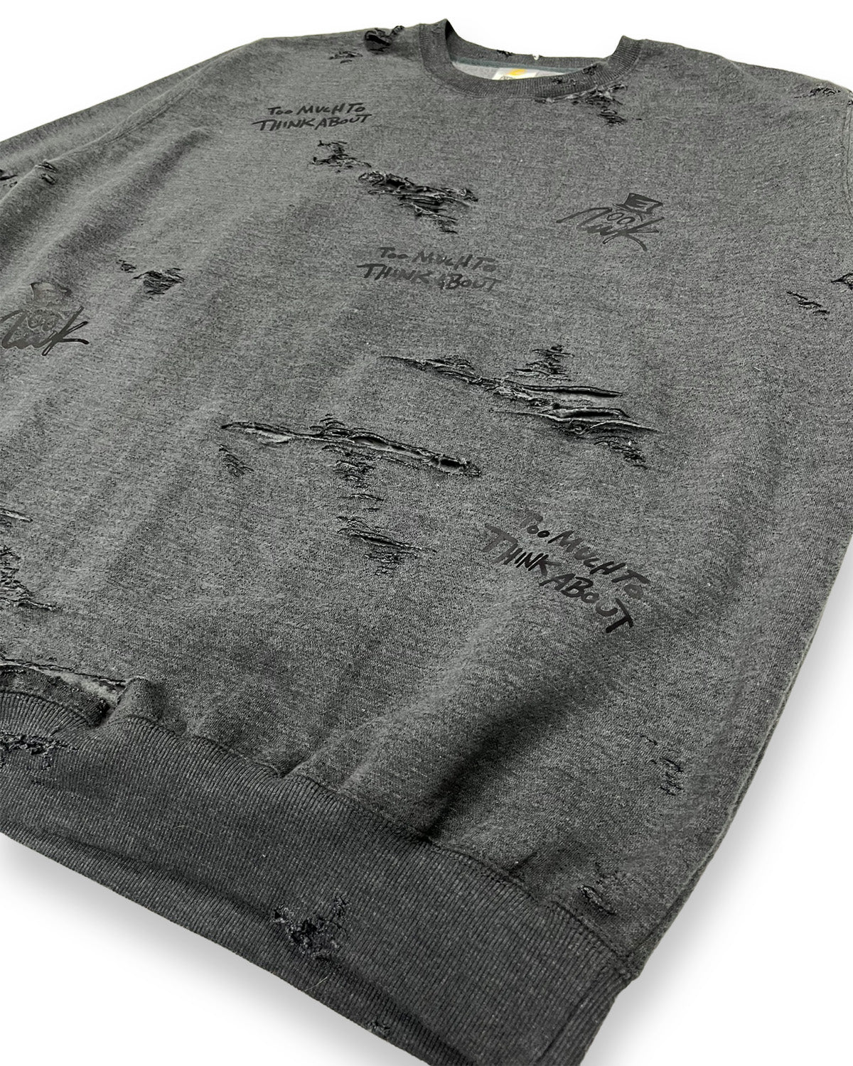 Distressed Too Much To Think About NWK Crewneck