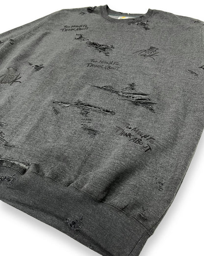 Distressed Too Much To Think About NWK Crewneck