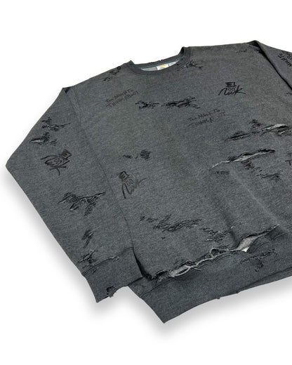 Distressed Too Much To Think About NWK Crewneck