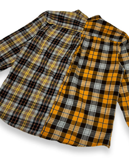 Two-Tone Brown & Orange Plaid Flannel